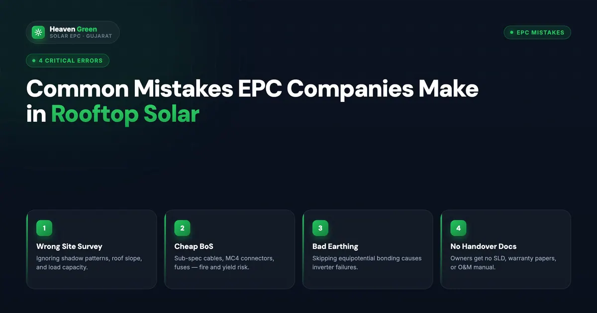 Common Mistakes EPC Companies Make While Designing and Installing Rooftop Solar Power Plants