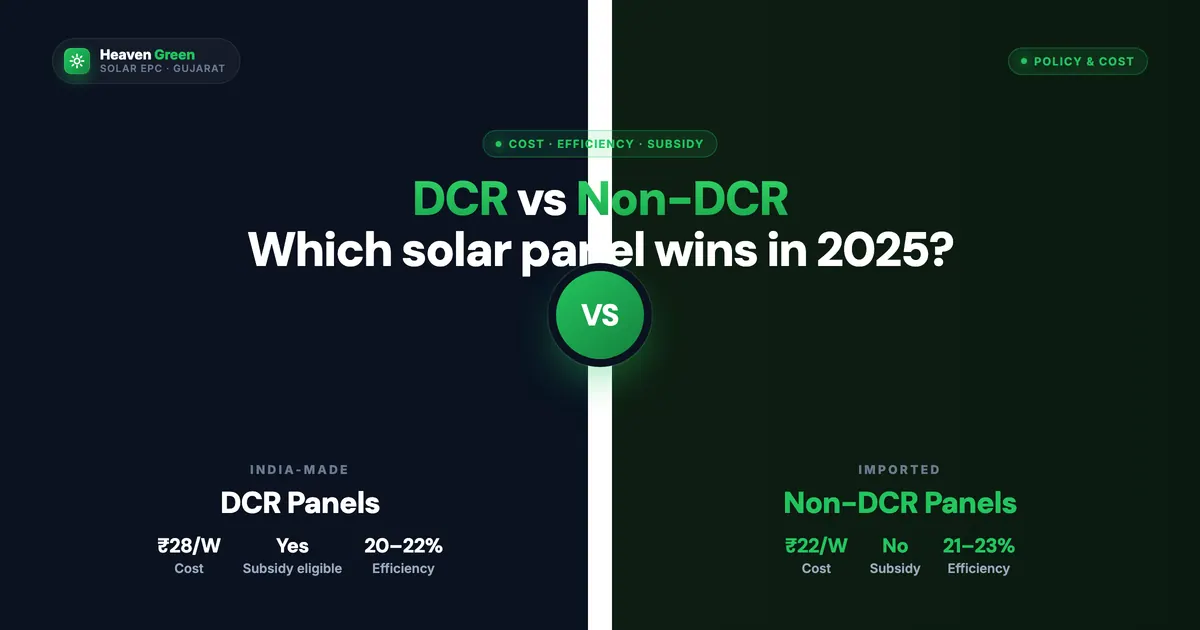 DCR vs Non-DCR Solar Panels: 2025 Guide — Cost, Efficiency & Policy Explained